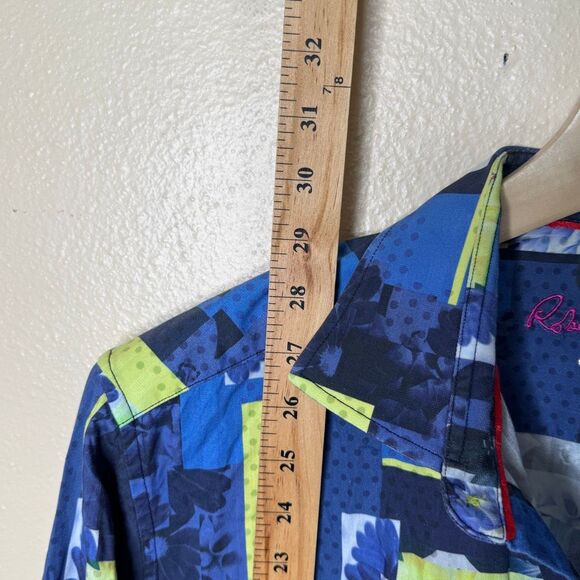 Robert Graham Exclusive Shirt Mens Large Blue Button Up Polka Dot Floral Print - Picture 6 of 8